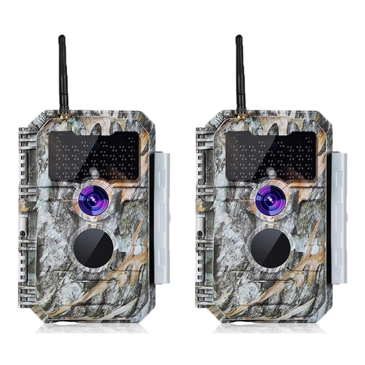 2-Pack Wireless Bluetooth WiFi 64MP 1296P Video Game Trail Deer Camera Night Vision No Glow Motion Activated Waterproof Photo & Video Model | W600 Driftwood Bark