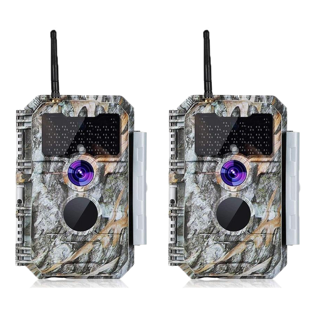 2-Pack Wireless Bluetooth WiFi Game Trail Deer Camera 32MP 1296P Video Night Vision No Glow Motion Activated Waterproof Photo & Video Model | W600