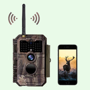 Wireless Bluetooth WiFi Game Trail Deer Camera 32MP 1296P Night Vision Motion Activated Stealthy Camouflage for Wildlife Observing, Home Security | W600 Red