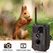 Wireless Bluetooth WiFi Game Trail Deer Camera 32MP 1296P Night Vision Motion Activated Stealthy Camouflage for Wildlife Observing, Home Security | W600 Red