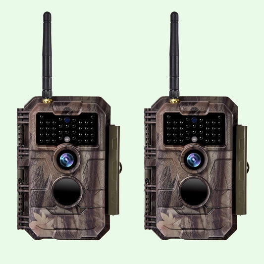 2-Pack Wireless Bluetooth WiFi 64MP 1296P Video Game Trail Deer Camera Night Vision No Glow Motion Activated Waterproof Photo & Video Model | W600 Red
