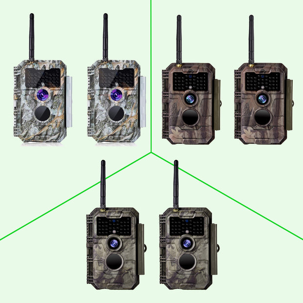 2-Pack Wireless Bluetooth WiFi Game Trail Deer Camera 24MP 1296P Video Night Vision No Glow Motion Activated Waterproof Photo & Video Model | W600