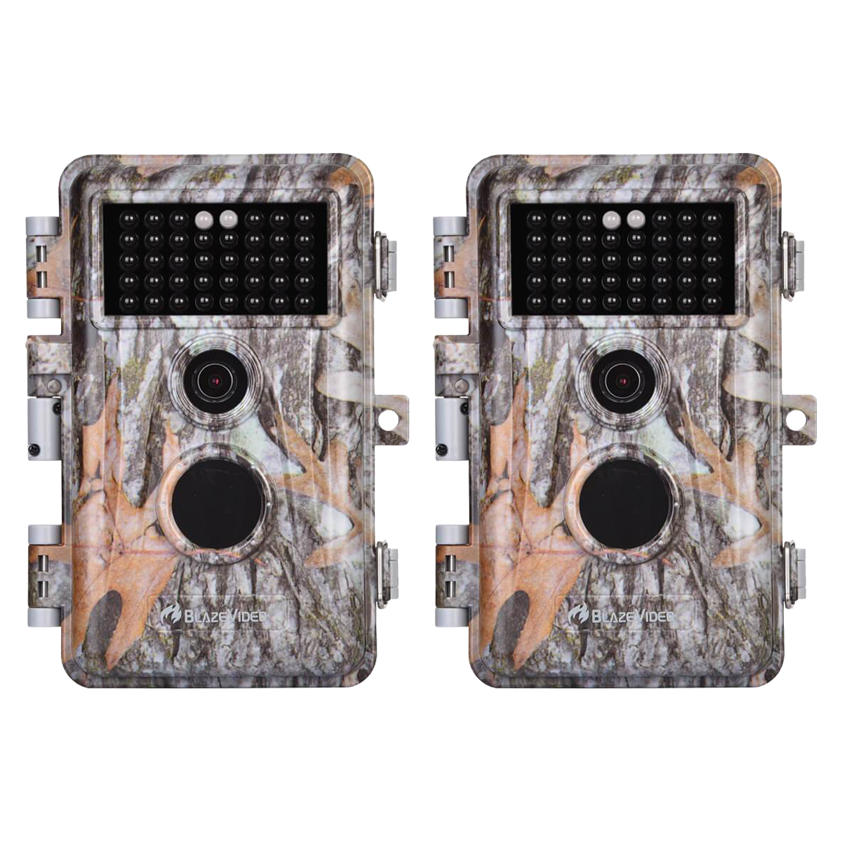 2-Pack 64MP 1296P Video Game Trail Deer Cameras for Observing & Home Security Night Vision Motion Activated Waterproof Invisible Infrared Time Lapse | A252 Driftwood Bark
