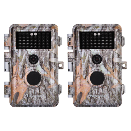2-Pack 64MP 1296P Video Game Trail Deer Cameras for Observing & Home Security Night Vision Motion Activated Waterproof Invisible Infrared Time Lapse | A252 Driftwood Bark