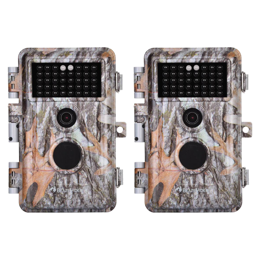 2-Pack Game Trail Deer Cameras for Observing & Home Security 64MP 1296P Video Night Vision Motion Activated Waterproof Invisible Infrared Time Lapse | A252 Driftwood Bark